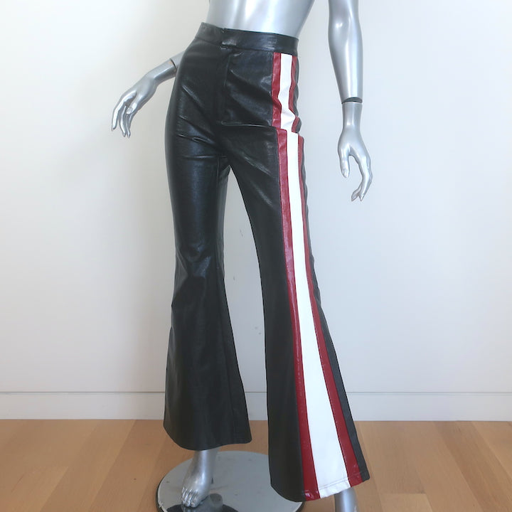 Cynthia Rowley Racer Side-Stripe Faux Leather Bell Bottom Pants Black Size 0