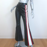 Cynthia Rowley Racer Side-Stripe Faux Leather Bell Bottom Pants Black Size 0