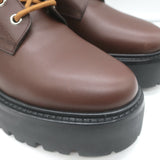 Celine Bulky Lace-Up Combat Boots Dark Brown Leather Size 37 NEW