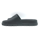Prada Triangle Logo Rubber Pool Slide Sandals Black Size 38