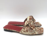 BY FAR Lima Knotted Flat Slide Sandals Almond Snake Print Leather Size 38 NEW