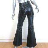 Cynthia Rowley Racer Side-Stripe Faux Leather Bell Bottom Pants Black Size 0