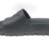 Prada Triangle Logo Rubber Pool Slide Sandals Black Size 38