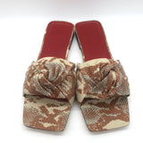 BY FAR Lima Knotted Flat Slide Sandals Almond Snake Print Leather Size 38 NEW
