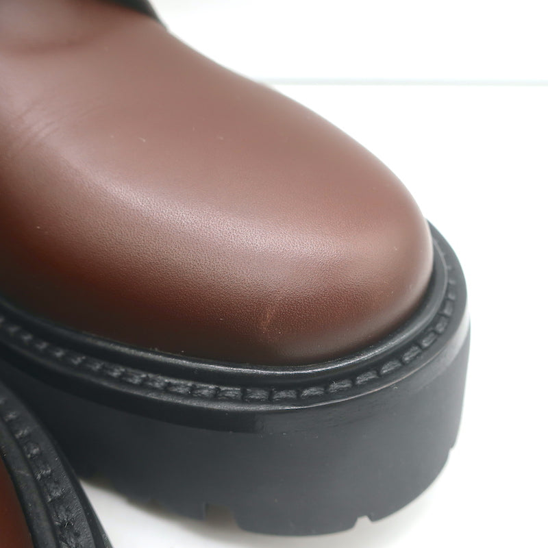 Celine Bulky Lace-Up Combat Boots Dark Brown Leather Size 37 NEW
