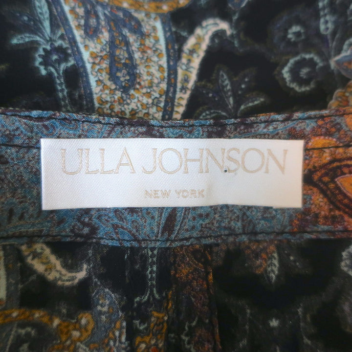 Ulla Johnson Rouen Tie-Neck Midi Dress Azure Paisley Print Silk Size 2