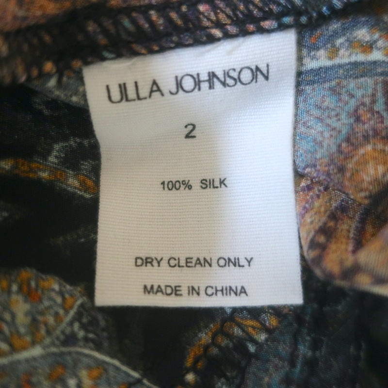 Ulla Johnson Rouen Tie-Neck Midi Dress Azure Paisley Print Silk Size 2
