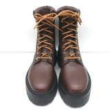 Celine Bulky Lace-Up Combat Boots Dark Brown Leather Size 37 NEW