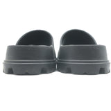 Prada Triangle Logo Rubber Pool Slide Sandals Black Size 38