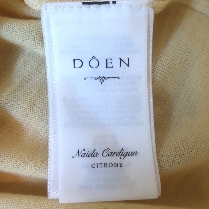 Doen Naida Tie-Neck Cardigan Citrone Featherweight Merino Wool Size Small NEW