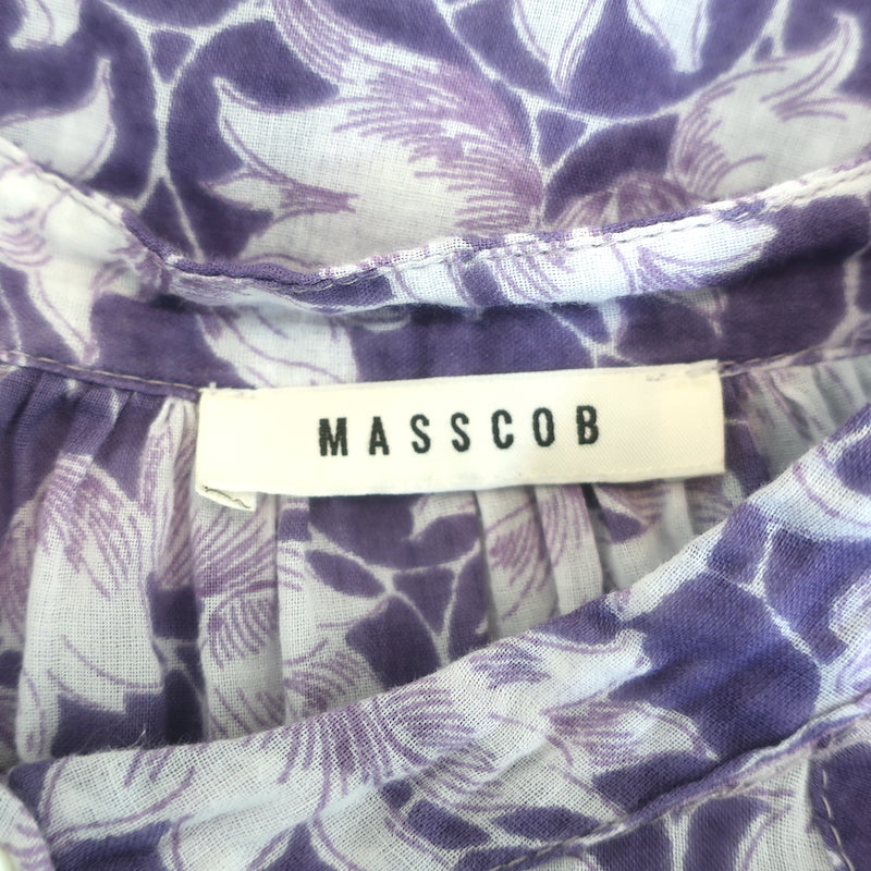 Masscob Filipa Top Purple/White Floral Print Cotton Size Small 3/4 Sleeve Blouse