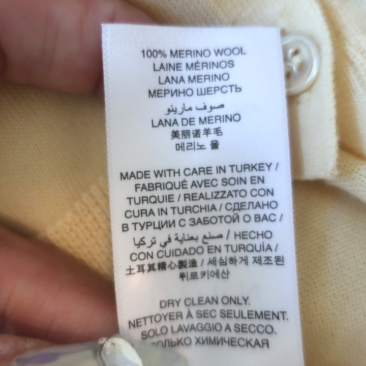 Doen Naida Tie-Neck Cardigan Citrone Featherweight Merino Wool Size Small NEW