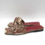 BY FAR Lima Knotted Flat Slide Sandals Almond Snake Print Leather Size 38 NEW