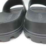 Prada Triangle Logo Rubber Pool Slide Sandals Black Size 38