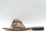BY FAR Lima Knotted Flat Slide Sandals Almond Snake Print Leather Size 38 NEW