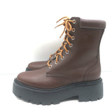 Celine Bulky Lace-Up Combat Boots Dark Brown Leather Size 37 NEW
