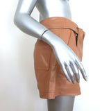 Jonathan Simkhai Mari Faux Leather Tie-Waist Shorts Camel Size 4