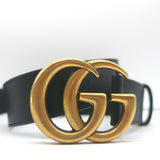Gucci GG Buckle Belt Black Leather Size 75 US 30