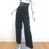 Alaia Leather-Belted Ultra High Rise Barrel Leg Pants Black Cotton Twill Size 36