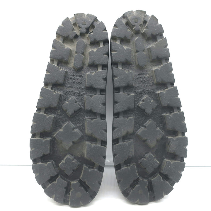 Prada Triangle Logo Rubber Pool Slide Sandals Black Size 38