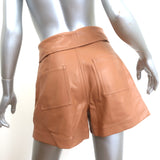 Jonathan Simkhai Mari Faux Leather Tie-Waist Shorts Camel Size 4