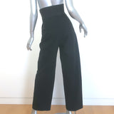 Alaia Leather-Belted Ultra High Rise Barrel Leg Pants Black Cotton Twill Size 36