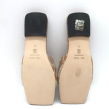 BY FAR Lima Knotted Flat Slide Sandals Almond Snake Print Leather Size 38 NEW