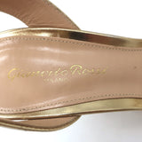 Gianvito Rossi Ankle Strap Block Heel Sandals Gold Mirrored Leather Size 38.5
