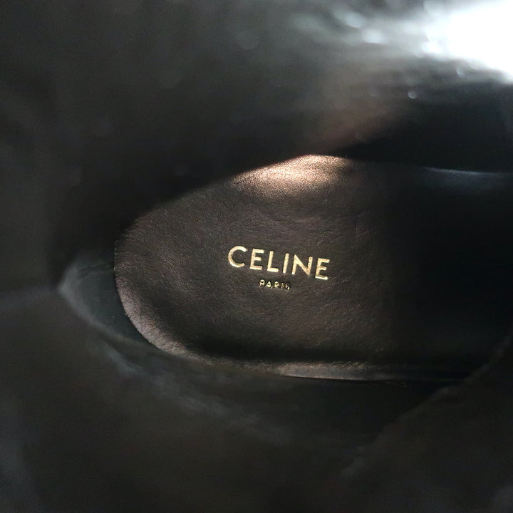 Celine Bulky Lace-Up Combat Boots Dark Brown Leather Size 37 NEW