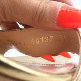 Gianvito Rossi Ankle Strap Block Heel Sandals Gold Mirrored Leather Size 38.5