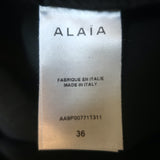 Alaia Leather-Belted Ultra High Rise Barrel Leg Pants Black Cotton Twill Size 36