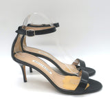 Manolo Blahnik Chaos Ankle Strap Sandals Black Patent Leather Size 38.5