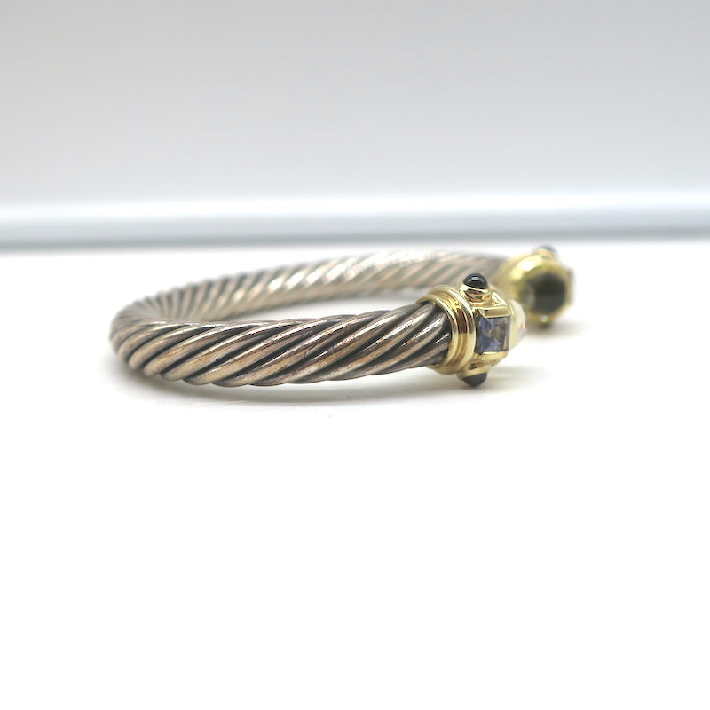 David Yurman Renaissance Cabochon Cuff Bracelet Sterling Silver &amp; 14k Gold