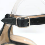 Manolo Blahnik Chaos Ankle Strap Sandals Black Patent Leather Size 38.5