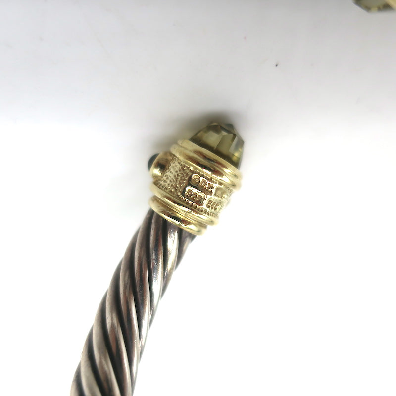 David Yurman Renaissance Cabochon Cuff Bracelet Sterling Silver &amp; 14k Gold
