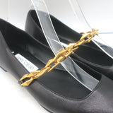 Jimmy Choo Diamond Tilda Chain-Strap Ballet Flats Black Leather Size 38.5