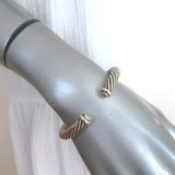 David Yurman Double X Cable Cuff Bracelet Sterling Silver & 14k Gold 7mm