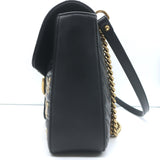 Gucci GG Marmont Animal Studs Medium Shoulder Bag Black Matelasse Leather