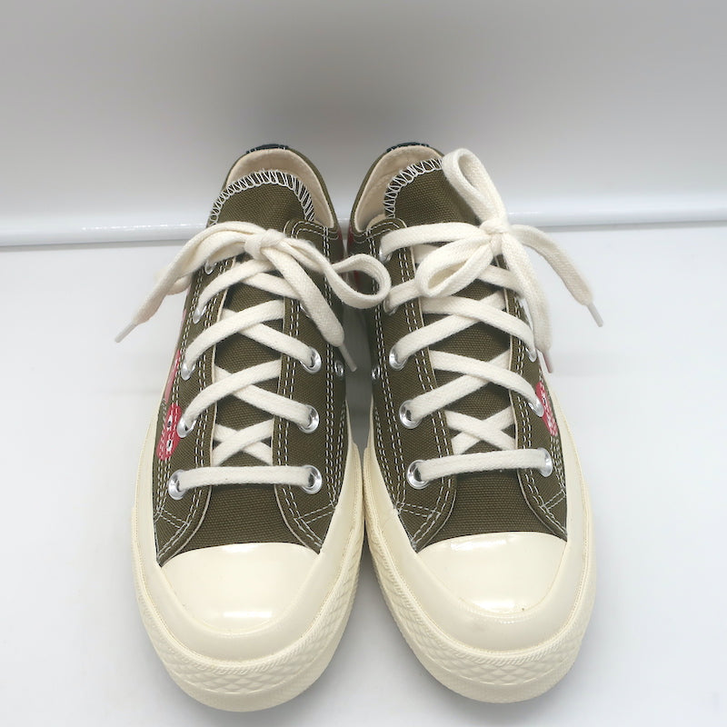 Comme des Garcons PLAY x Converse Chuck 70 Multi Heart Sneakers Olive Size 6 NEW