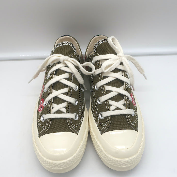 Comme des Garcons PLAY x Converse Chuck 70 Multi Heart Sneakers Olive Size 6 NEW