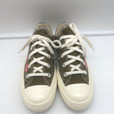 Comme des Garcons PLAY x Converse Chuck 70 Multi Heart Sneakers Olive Size 6 NEW