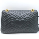 Gucci GG Marmont Animal Studs Medium Shoulder Bag Black Matelasse Leather
