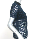 Self-Portrait Star Lace Top Navy Size US 6 Short Sleeve Blouse