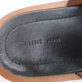 Celine Ankle Strap Flat Thong Sandals Black Leather Size 38