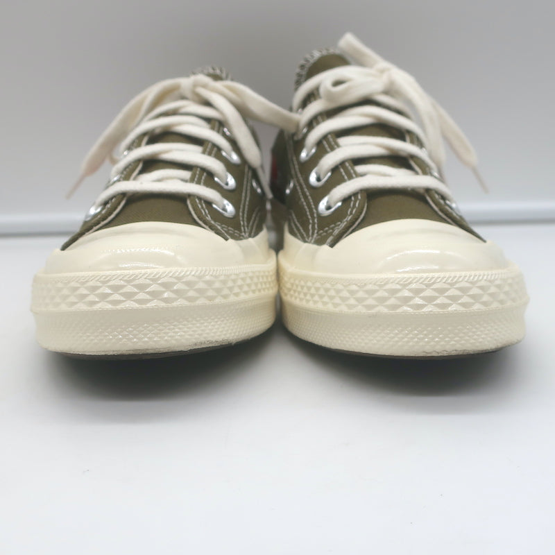 Comme des Garcons PLAY x Converse Chuck 70 Multi Heart Sneakers Olive Size 6 NEW