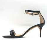 Manolo Blahnik Chaos Ankle Strap Sandals Black Patent Leather Size 38.5