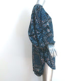 Ulla Johnson Nerissa Long Sleeve Mini Dress Blue Printed Cotton-Blend Size Small