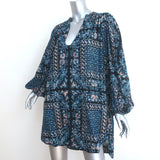 Ulla Johnson Nerissa Long Sleeve Mini Dress Blue Printed Cotton-Blend Size Small