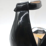 Manolo Blahnik Chaos Ankle Strap Sandals Black Patent Leather Size 38.5