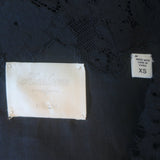 Doen Idella Lace-Trim Top Black Ramie Size Extra Small Puff Sleeve Blouse